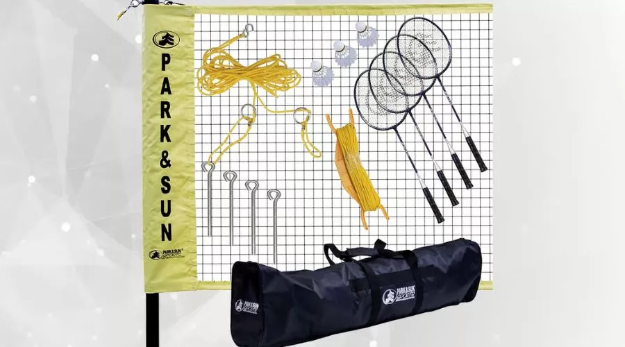What equipment is needed to set up a badminton net?